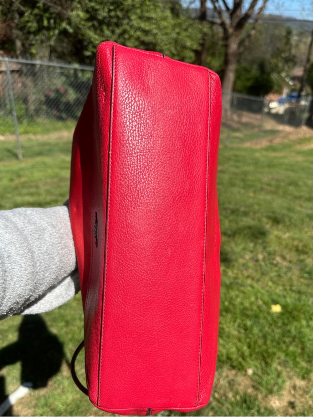 Coach Nylon & Leather Turnlock Tote Red F57903 2017 Large Shoulder Bag - Picture 7 of 13